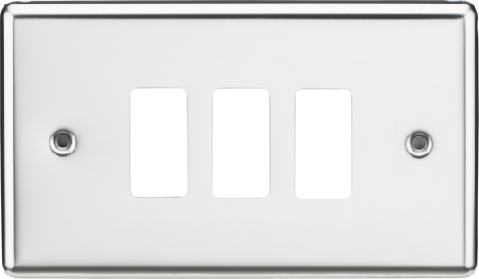 Knightsbridge GDCL3PC 3 Gang Grid Faceplate Polished Chrome