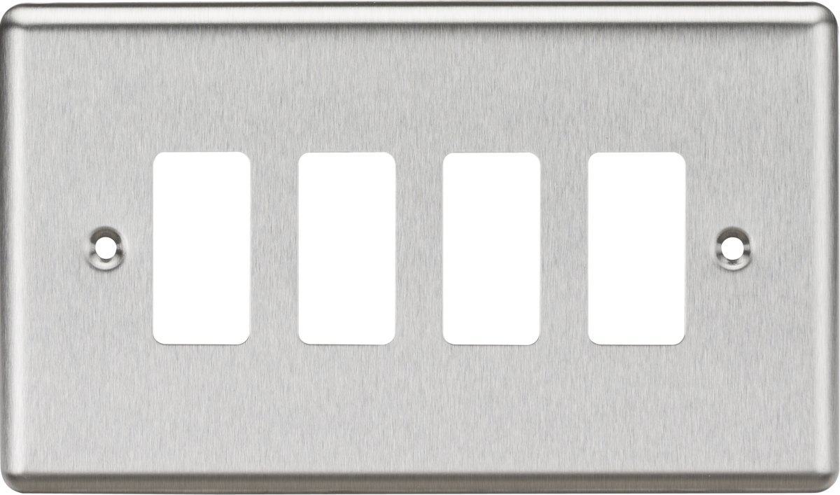 Knightsbridge GDCL4BC 4 Gang Grid Faceplate Brushed Chrome