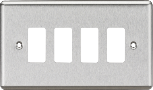 Knightsbridge GDCL4BC 4 Gang Grid Faceplate Brushed Chrome