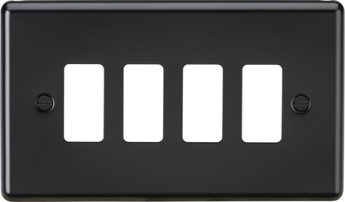 Knightsbridge GDCL4MB 4 Gang Grid Faceplate Matt Black