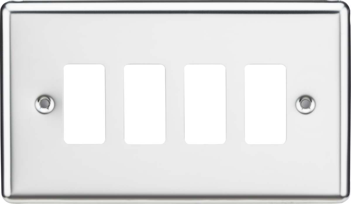Knightsbridge GDCL4PC 4 Gang Grid Faceplate Polished Chrome