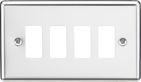 Knightsbridge GDCL4PC 4 Gang Grid Faceplate Polished Chrome