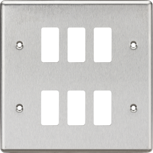 Knightsbridge GDCL6BC 6 Gang Grid Faceplate Brushed Chrome