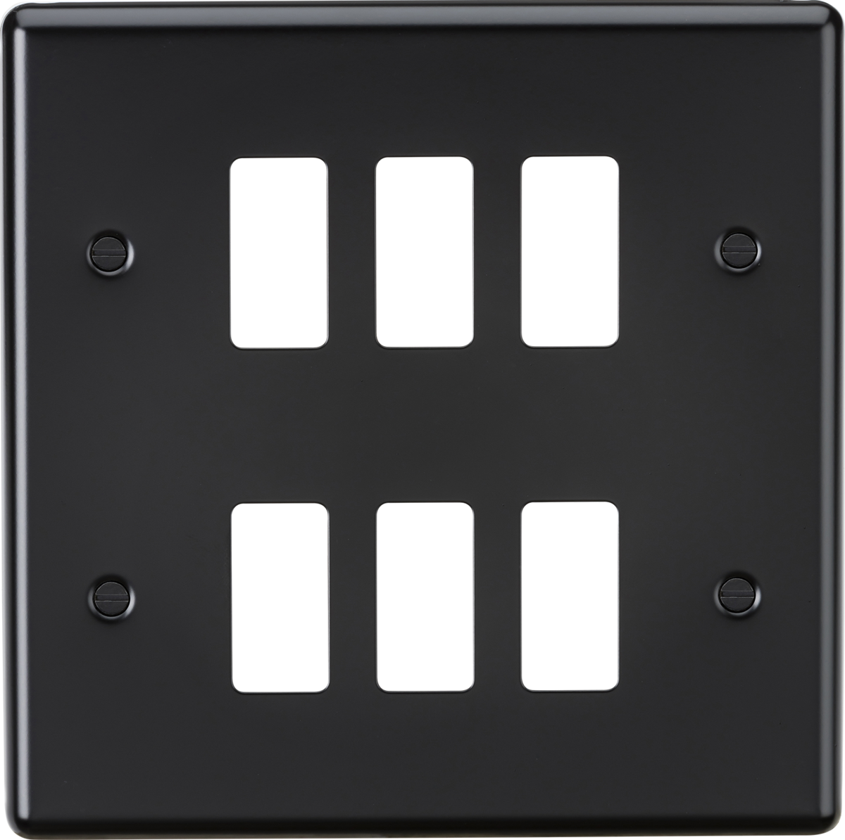 Knightsbridge GDCL6MB 6 Gang Grid Faceplate Matt Black