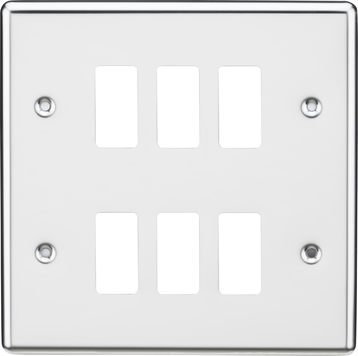 Knightsbridge GDCL6PC 6 Gang Grid Faceplate Polished Chrome
