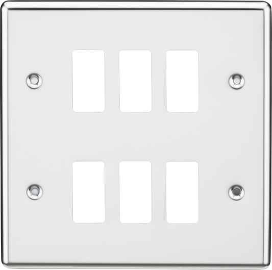 Knightsbridge GDCL6PC 6 Gang Grid Faceplate Polished Chrome