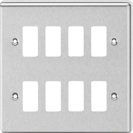 Knightsbridge GDCL8BC 8 Gang Grid Faceplate Brushed Chrome