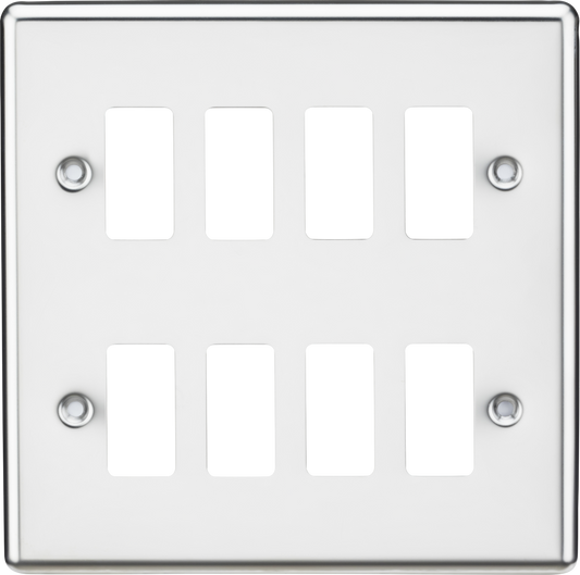 Knightsbridge GDCL8PC 8 Gang Grid Faceplate Polished Chrome