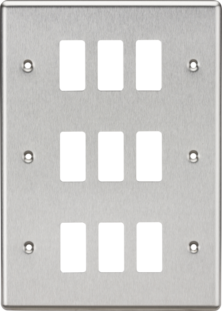 Knightsbridge GDCL9BC 9 Gang Grid Faceplate Brushed Chrome