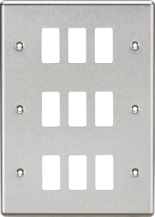 Knightsbridge GDCL9BC 9 Gang Grid Faceplate Brushed Chrome