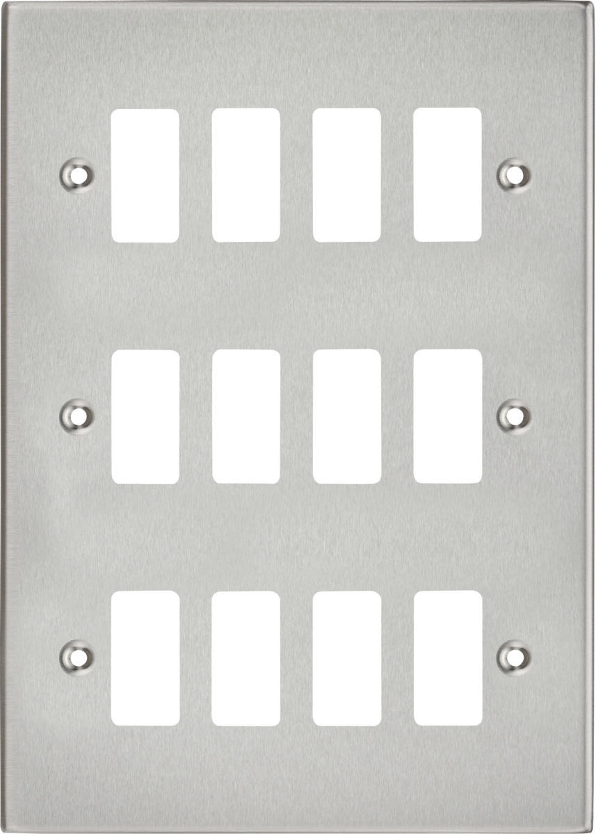 Knightsbridge GDCS12BC 12 Gang Grid Faceplate Brushed Chrome