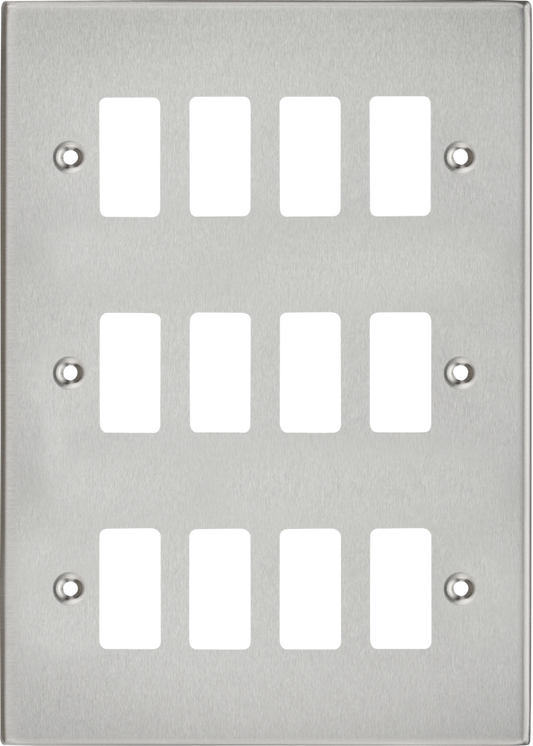 Knightsbridge GDCS12BC 12 Gang Grid Faceplate Brushed Chrome