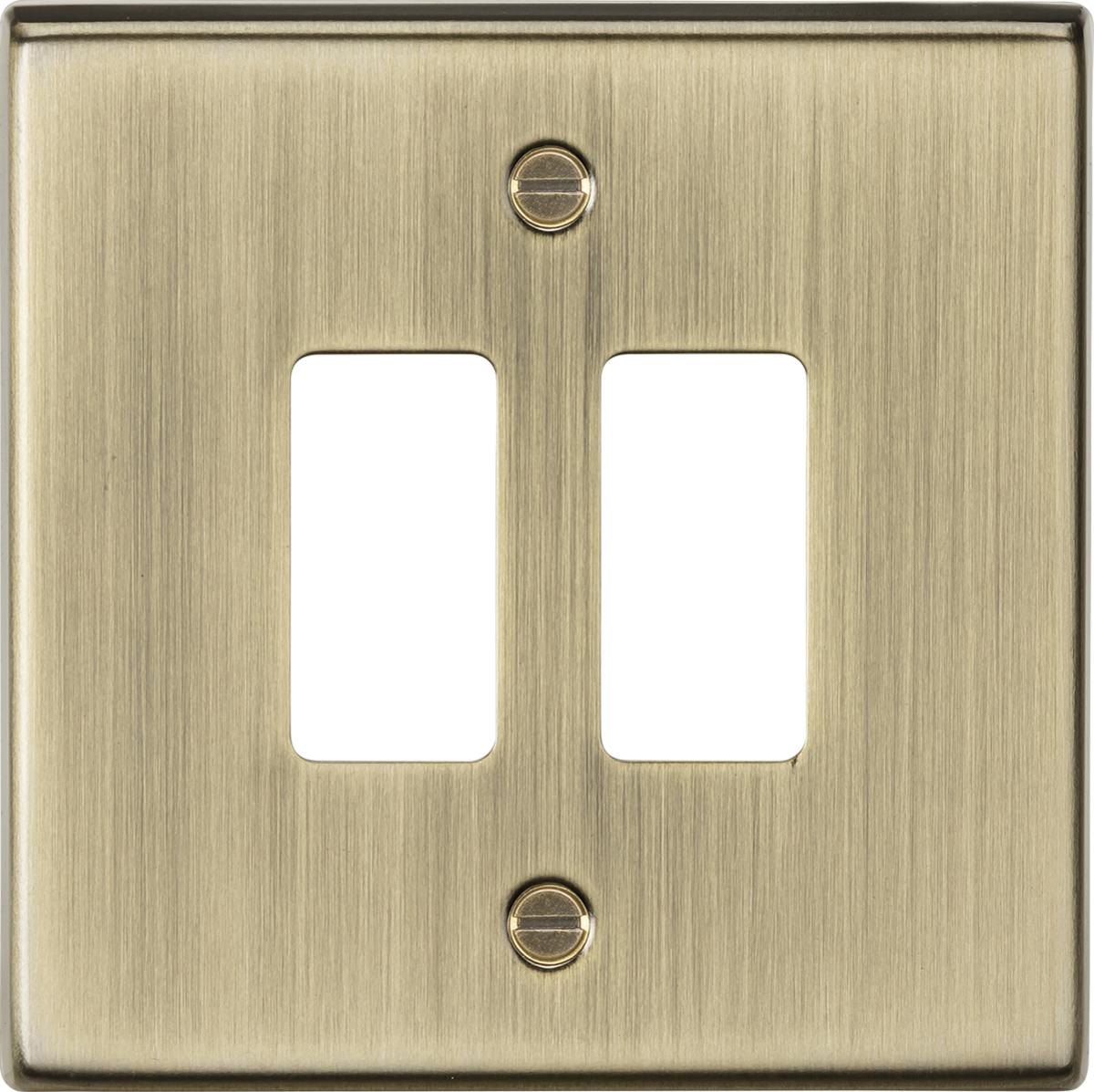 Knightsbridge GDCS2AB 2 Gang Grid Faceplate Antique Brass