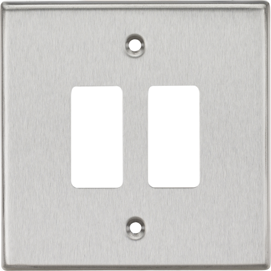 Knightsbridge GDCS2BC 2 Gang Grid Faceplate Brushed Chrome