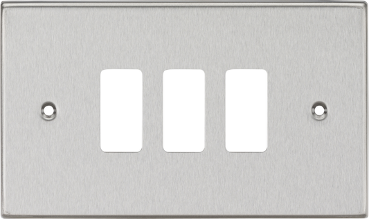 Knightsbridge GDCS3BC 3 Gang Grid Faceplate Brushed Chrome