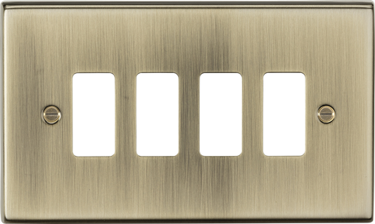 Knightsbridge GDCS4AB 4 Gang Grid Faceplate Antique Brass