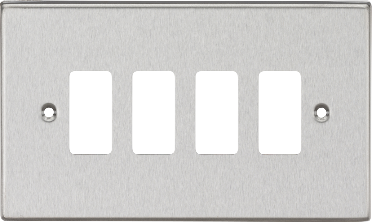 Knightsbridge GDCS4BC 4 Gang Grid Faceplate Brushed Chrome