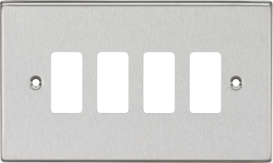 Knightsbridge GDCS4BC 4 Gang Grid Faceplate Brushed Chrome