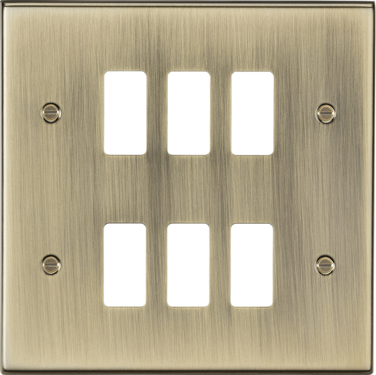 Knightsbridge GDCS6AB 6 Gang Grid Faceplate Antique Brass