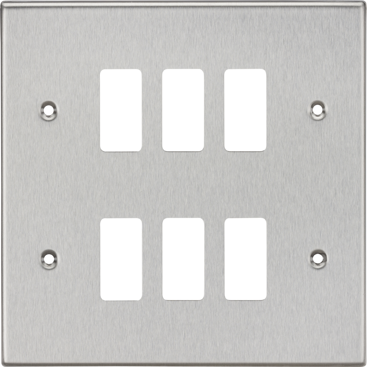 Knightsbridge GDCS6BC 6 Gang Grid Faceplate Brushed Chrome
