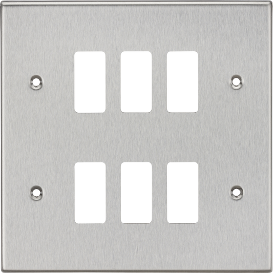 Knightsbridge GDCS6BC 6 Gang Grid Faceplate Brushed Chrome