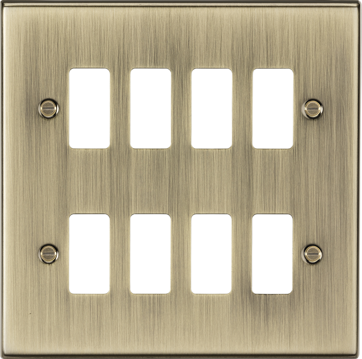 Knightsbridge GDCS8AB 8 Gang Grid Faceplate Antique Brass