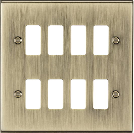 Knightsbridge GDCS8AB 8 Gang Grid Faceplate Antique Brass