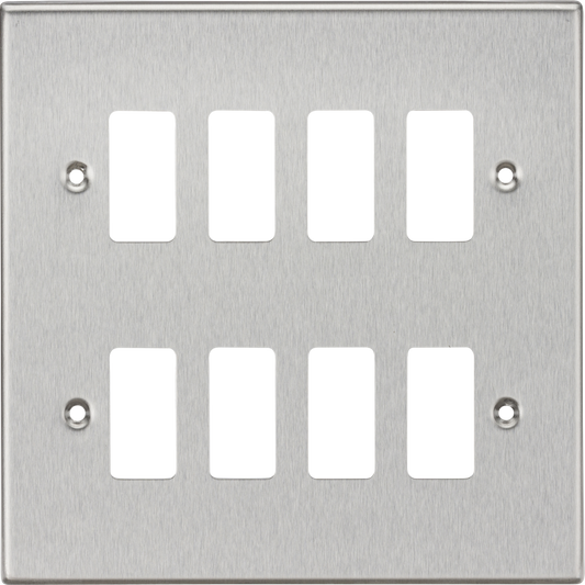 Knightsbridge GDCS8BC 8 Gang Grid Faceplate Brushed Chrome