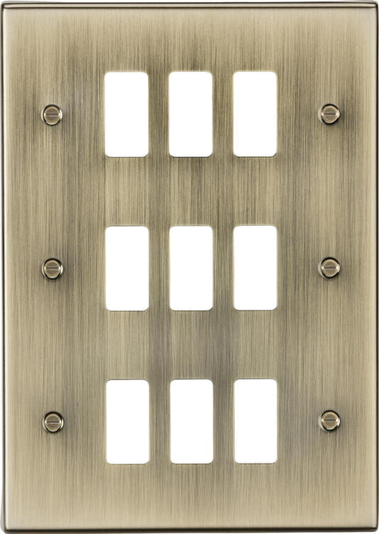 Knightsbridge GDCS9AB 9 Gang Grid Faceplate Antique Brass