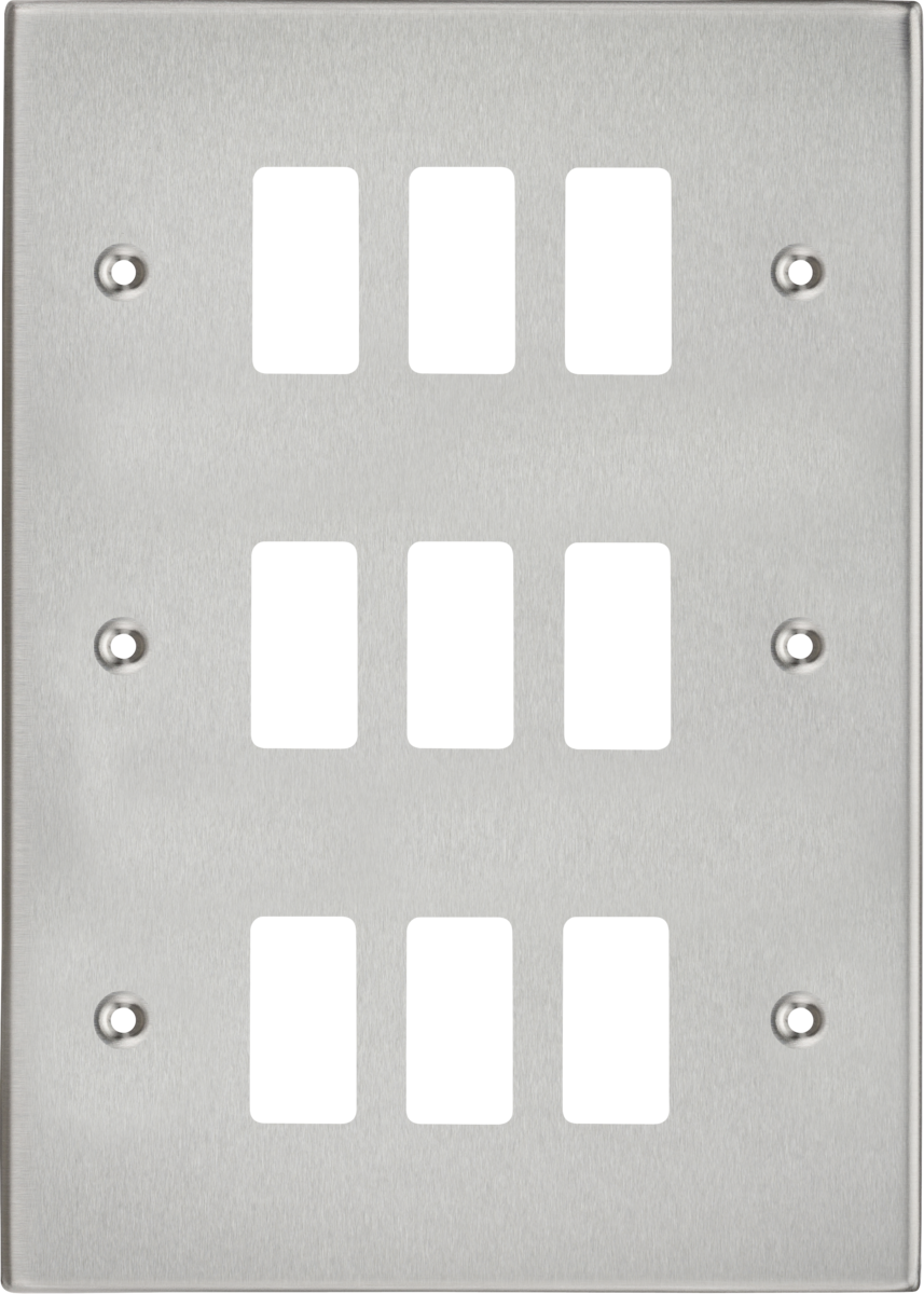 Knightsbridge GDCS9BC 9 Gang Grid Faceplate Brushed Chrome