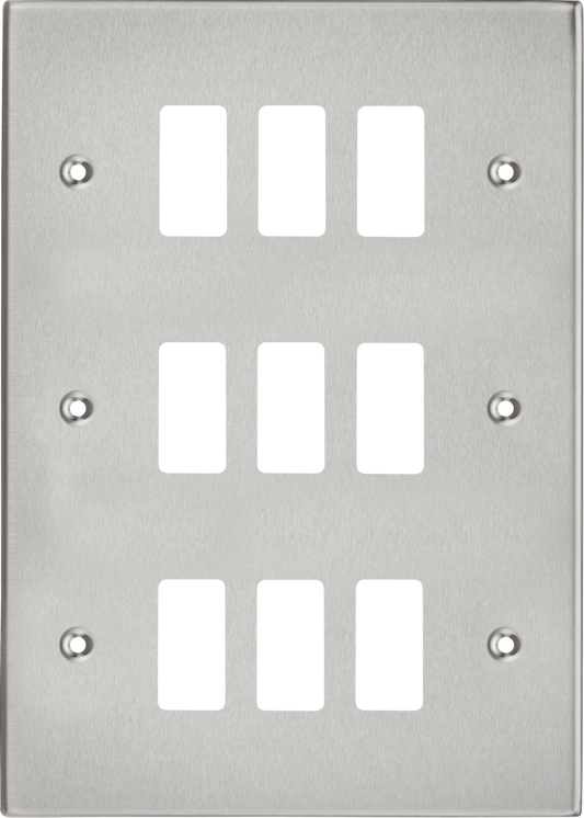 Knightsbridge GDCS9BC 9 Gang Grid Faceplate Brushed Chrome