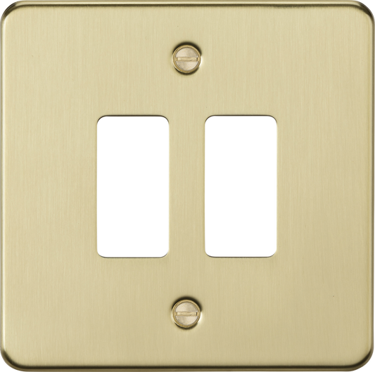 Knightsbridge GDFP002BB 2 Gang Grid Faceplate Brushed Brass