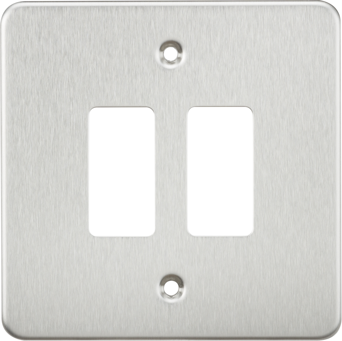 Knightsbridge GDFP002BC 2 Gang Grid Faceplate Brushed Chrome