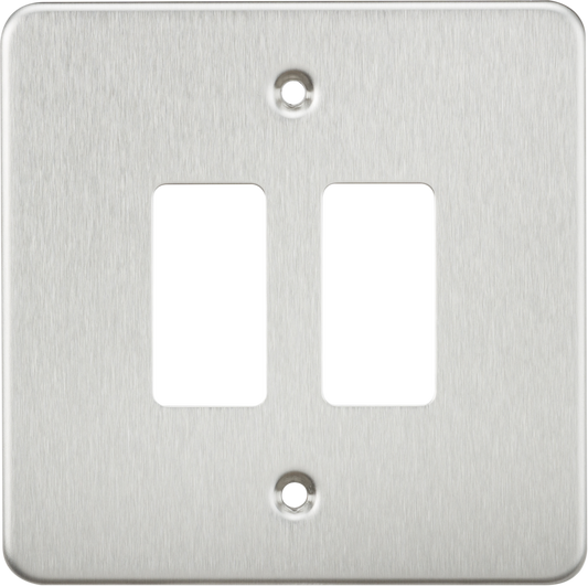 Knightsbridge GDFP002BC 2 Gang Grid Faceplate Brushed Chrome