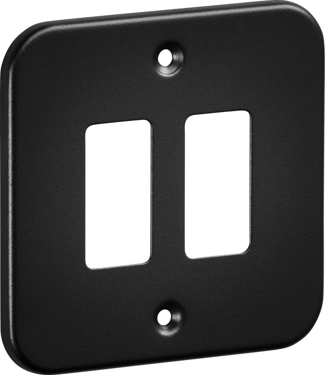 Knightsbridge GDFP002TB 2 Gang Grid Faceplate Metal Clad Textured Black