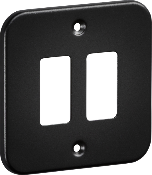 Knightsbridge GDFP002TB 2 Gang Grid Faceplate Metal Clad Textured Black