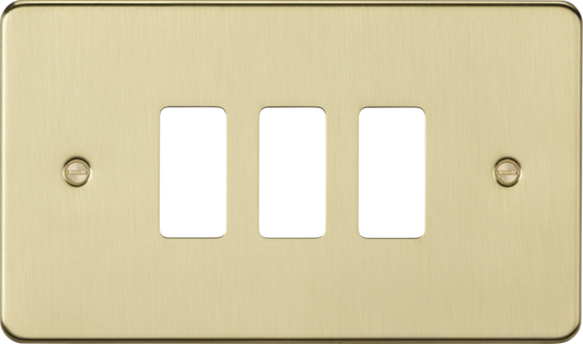 Knightsbridge GDFP003BB 3 Gang Grid Faceplate Brushed Brass