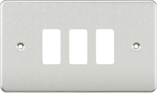 Knightsbridge GDFP003BC 3 Gang Grid Faceplate Brushed Chrome