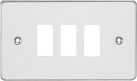Knightsbridge GDFP003PC 3 Gang Grid Faceplate Polished Chrome