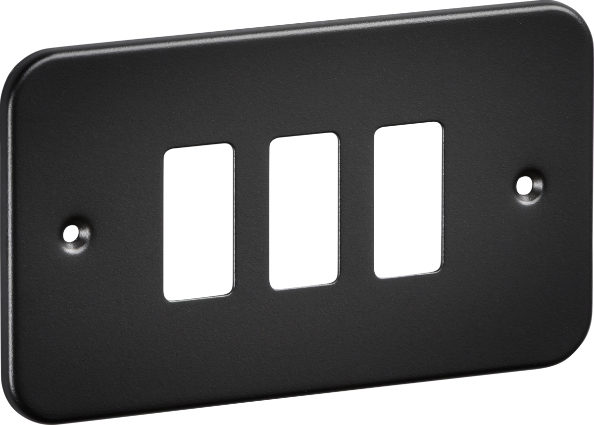 Knightsbridge GDFP003TB 3 Gang Grid Faceplate Metal Clad Textured Black