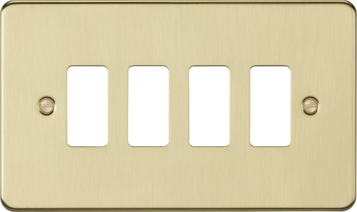 Knightsbridge GDFP004BB 4 Gang Grid Faceplate Brushed Brass