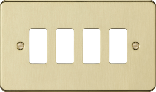 Knightsbridge GDFP004BB 4 Gang Grid Faceplate Brushed Brass