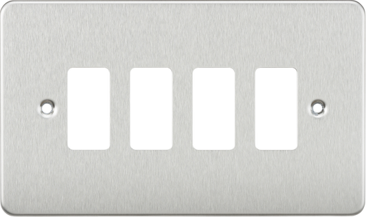 Knightsbridge GDFP004BC 4 Gang Grid Faceplate Brushed Chrome