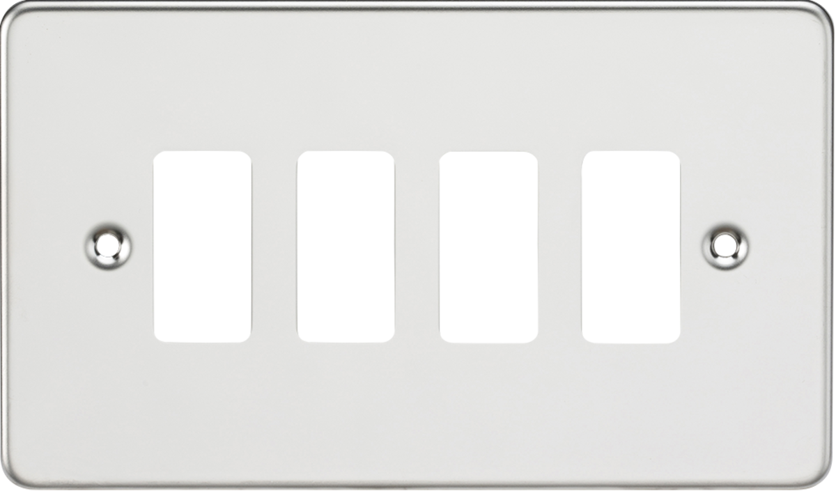 Knightsbridge GDFP004PC 4 Gang Grid Faceplate Polished Chrome