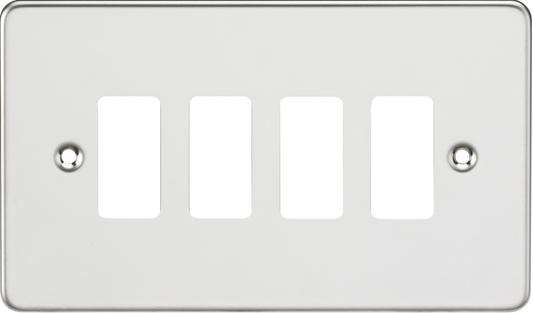 Knightsbridge GDFP004PC 4 Gang Grid Faceplate Polished Chrome