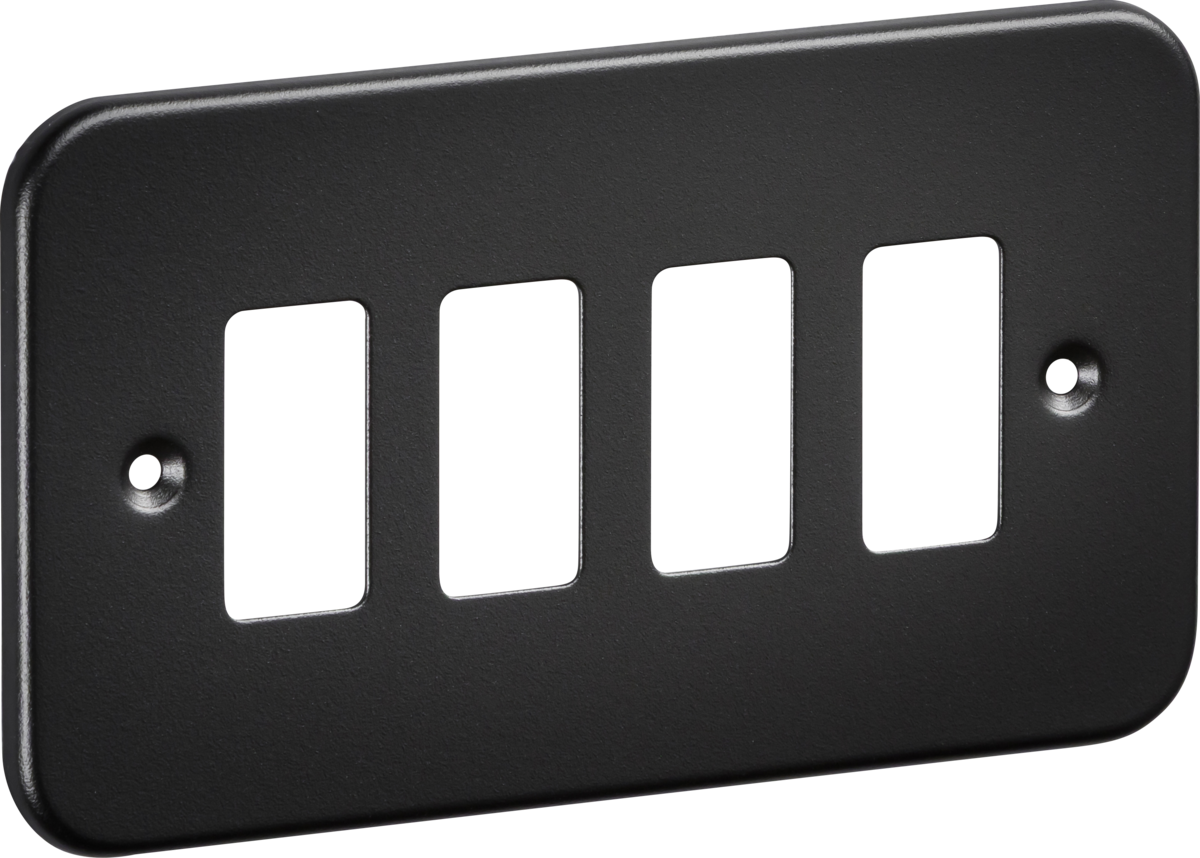 Knightsbridge GDFP004TB 4 Gang Grid Faceplate Metal Clad Textured Black