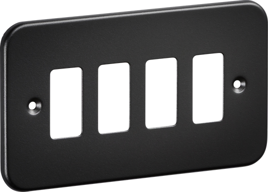 Knightsbridge GDFP004TB 4 Gang Grid Faceplate Metal Clad Textured Black