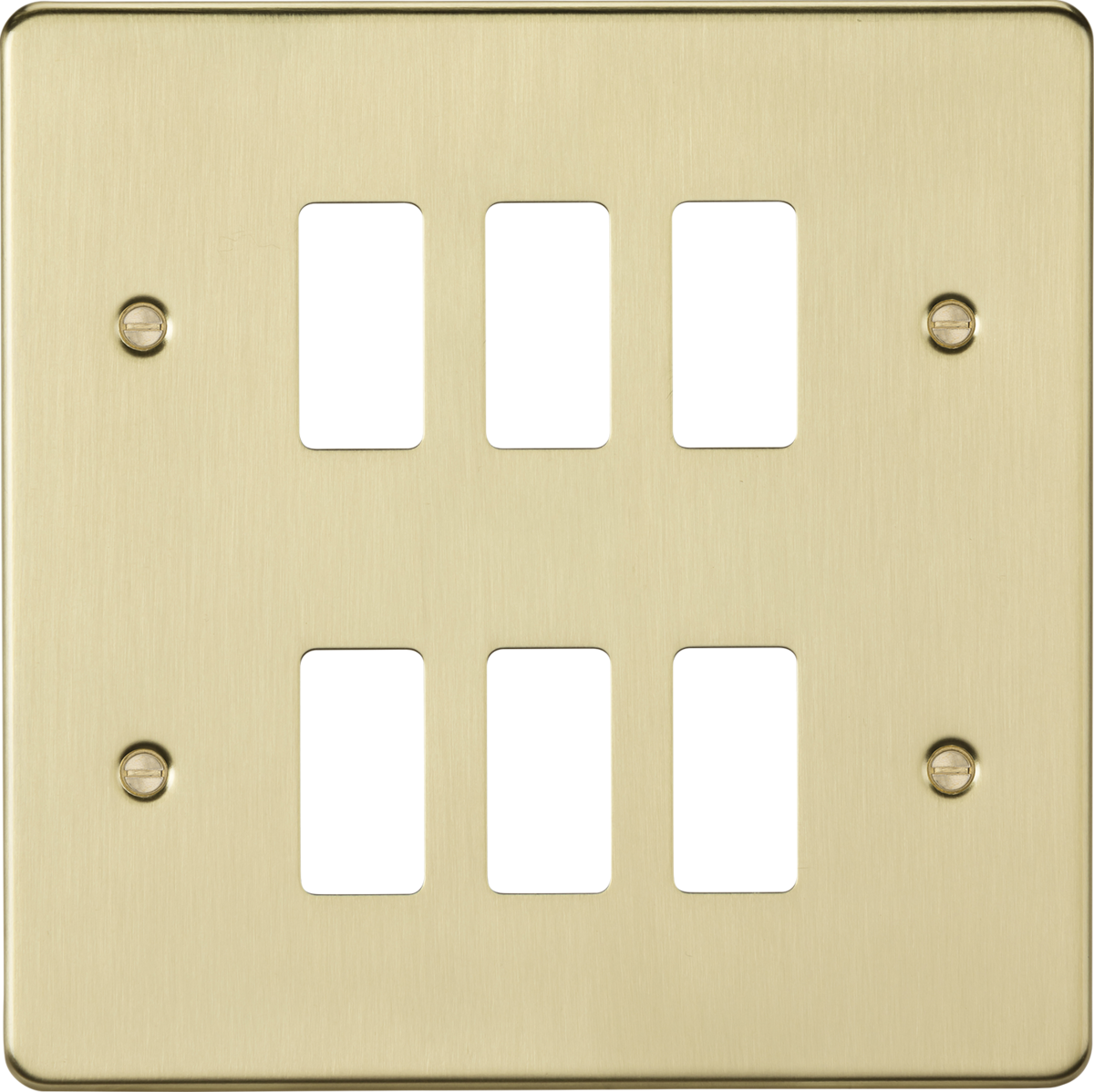 Knightsbridge GDFP006BB 6 Gang Grid Faceplate Brushed Brass