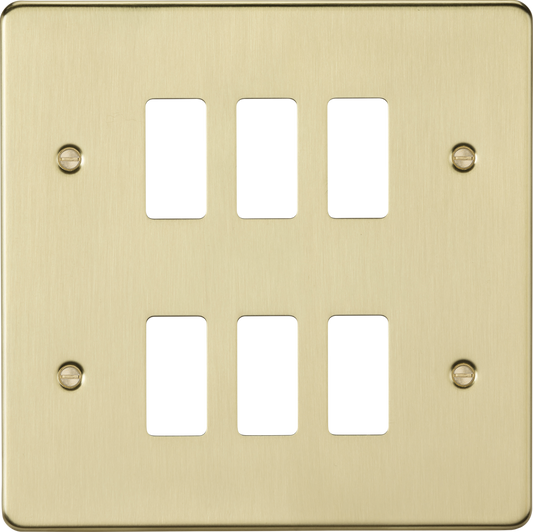 Knightsbridge GDFP006BB 6 Gang Grid Faceplate Brushed Brass