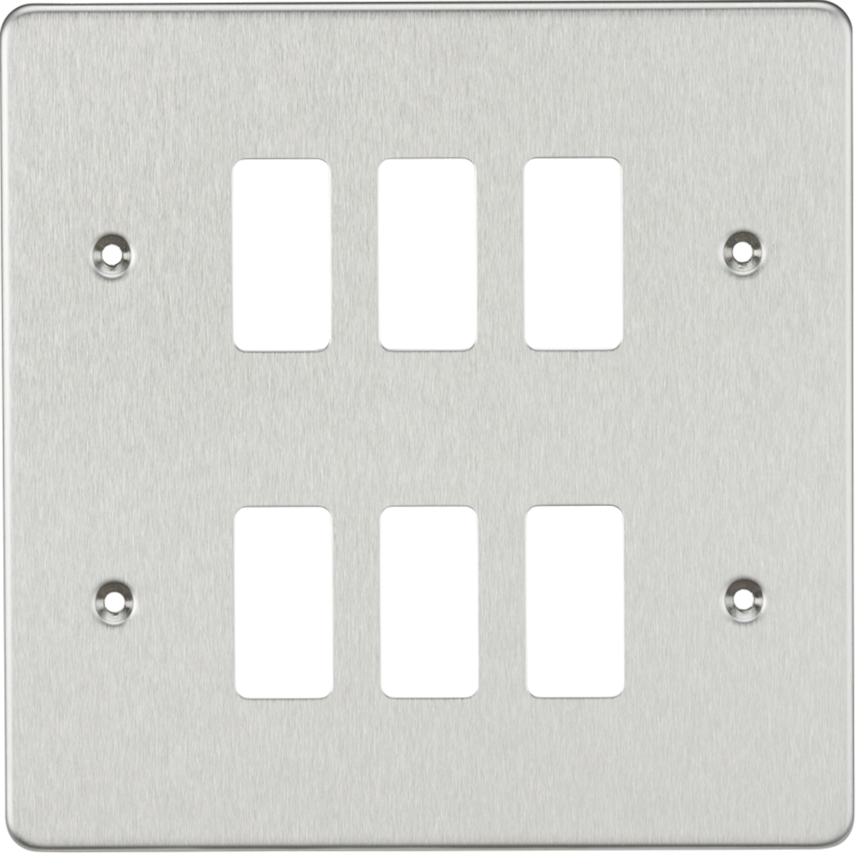 Knightsbridge GDFP006BC 6 Gang Grid Faceplate Brushed Chrome